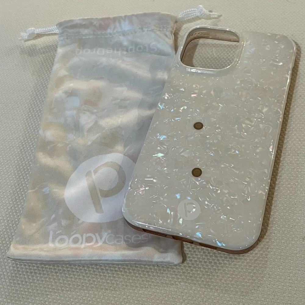 White Opal Shell Iridescent Edition iPhone 13 Pro Max Loopy Phone Case - Righty